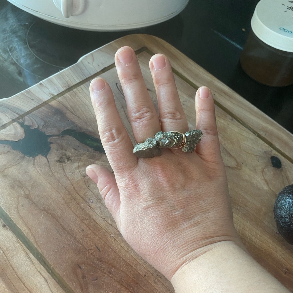 Luv Aj raw Pyrite ring